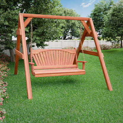 Keystone Amish Co. Sunburst Red Cedar Swing &amp; Stand Set