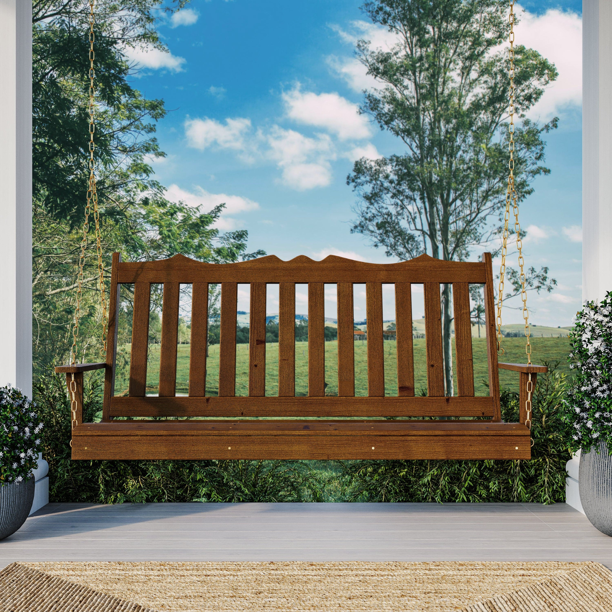 Keystone Amish Co. 4 Foot York Porch Swing, Cedar Stain