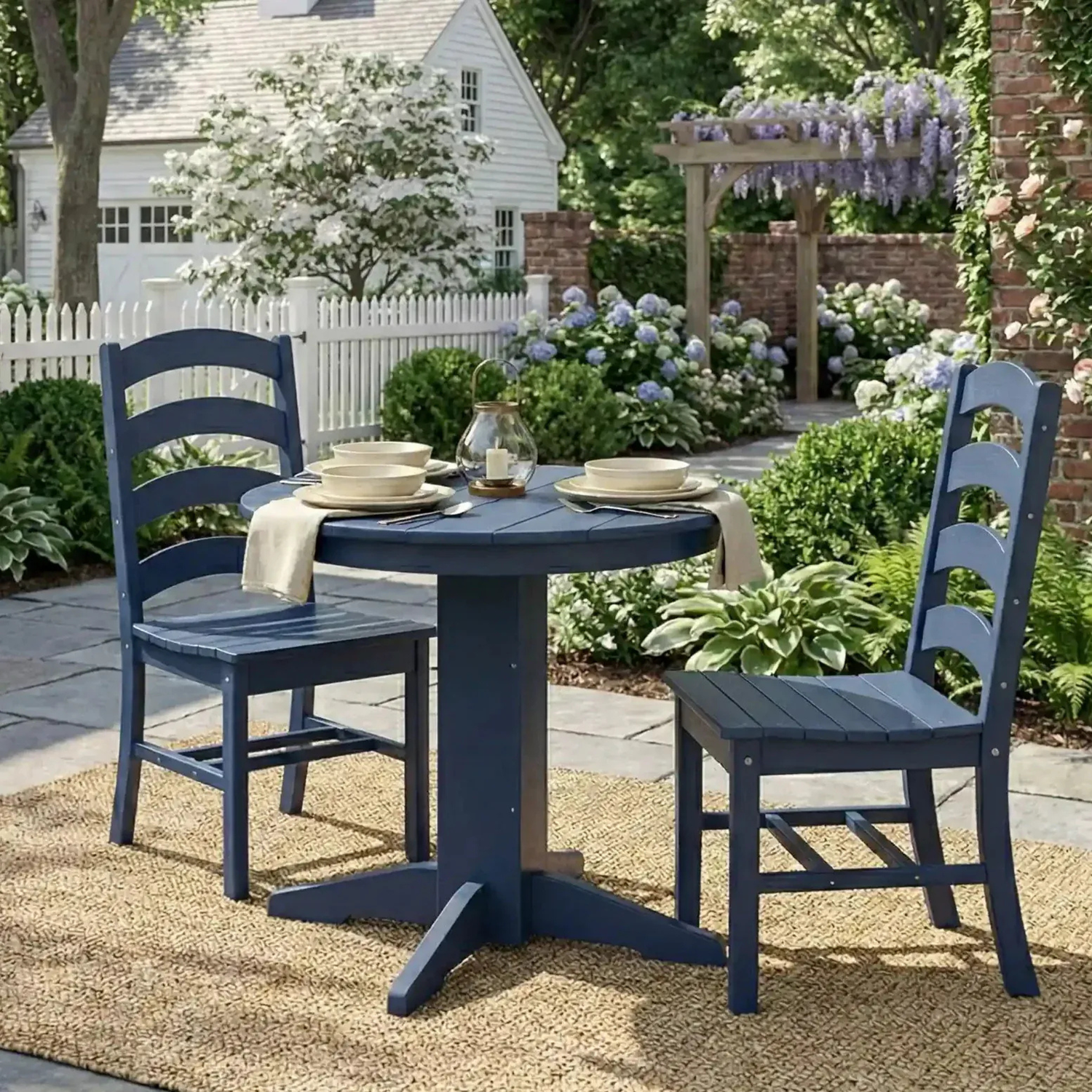 Keystone Amish Co. Josie 3-Piece Poly Outdoor Dining Set with Round Table