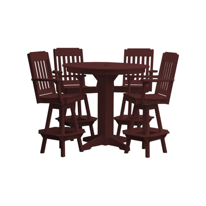 Keystone Amish Co. Traditional 5-Piece Bar Poly Dining Set with Round Table