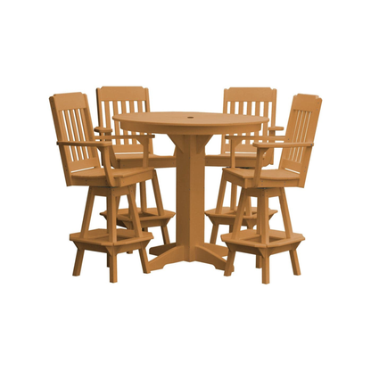 Keystone Amish Co. Traditional 5-Piece Bar Poly Dining Set with Round Table