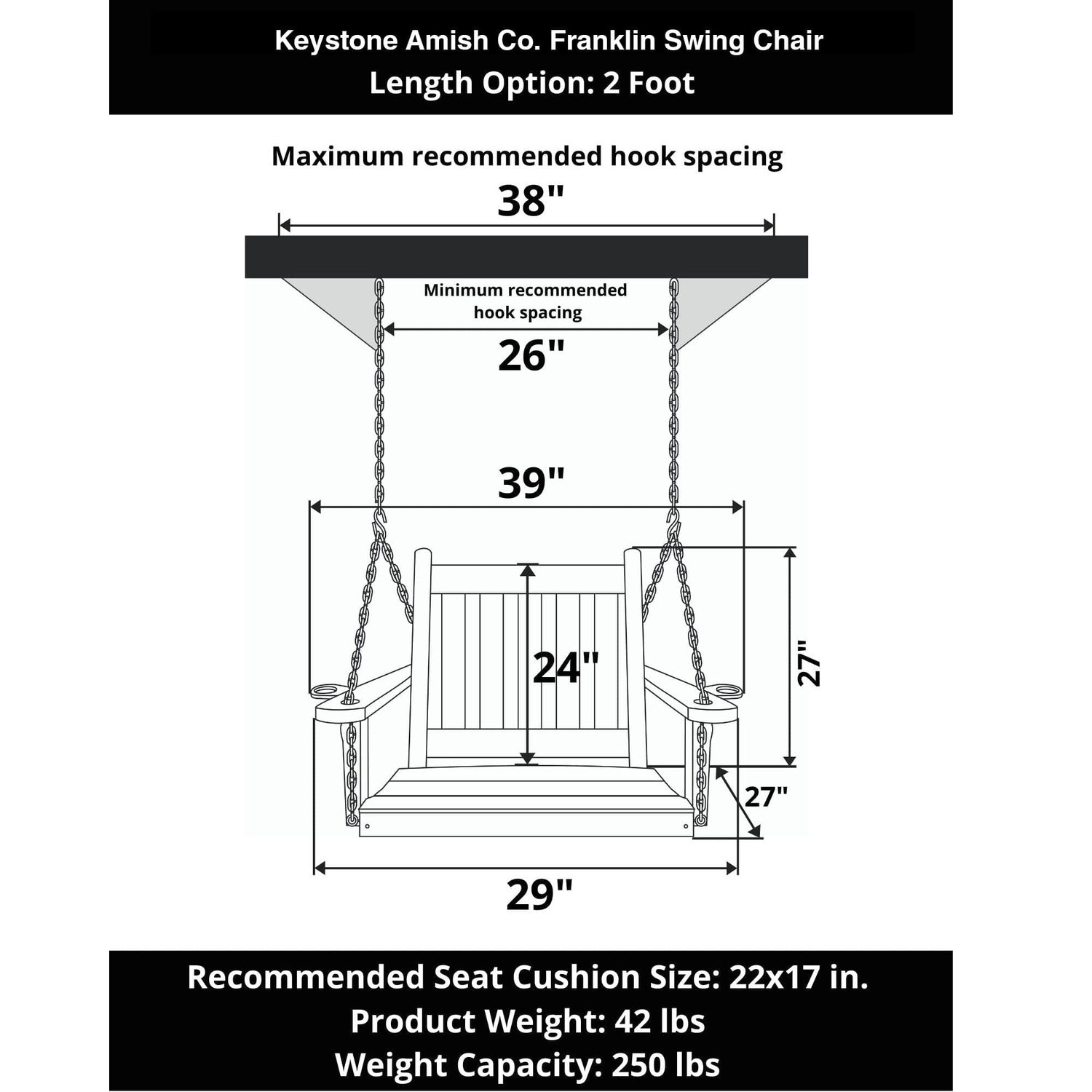 Keystone Amish Co. Franklin Swing Chair, Black