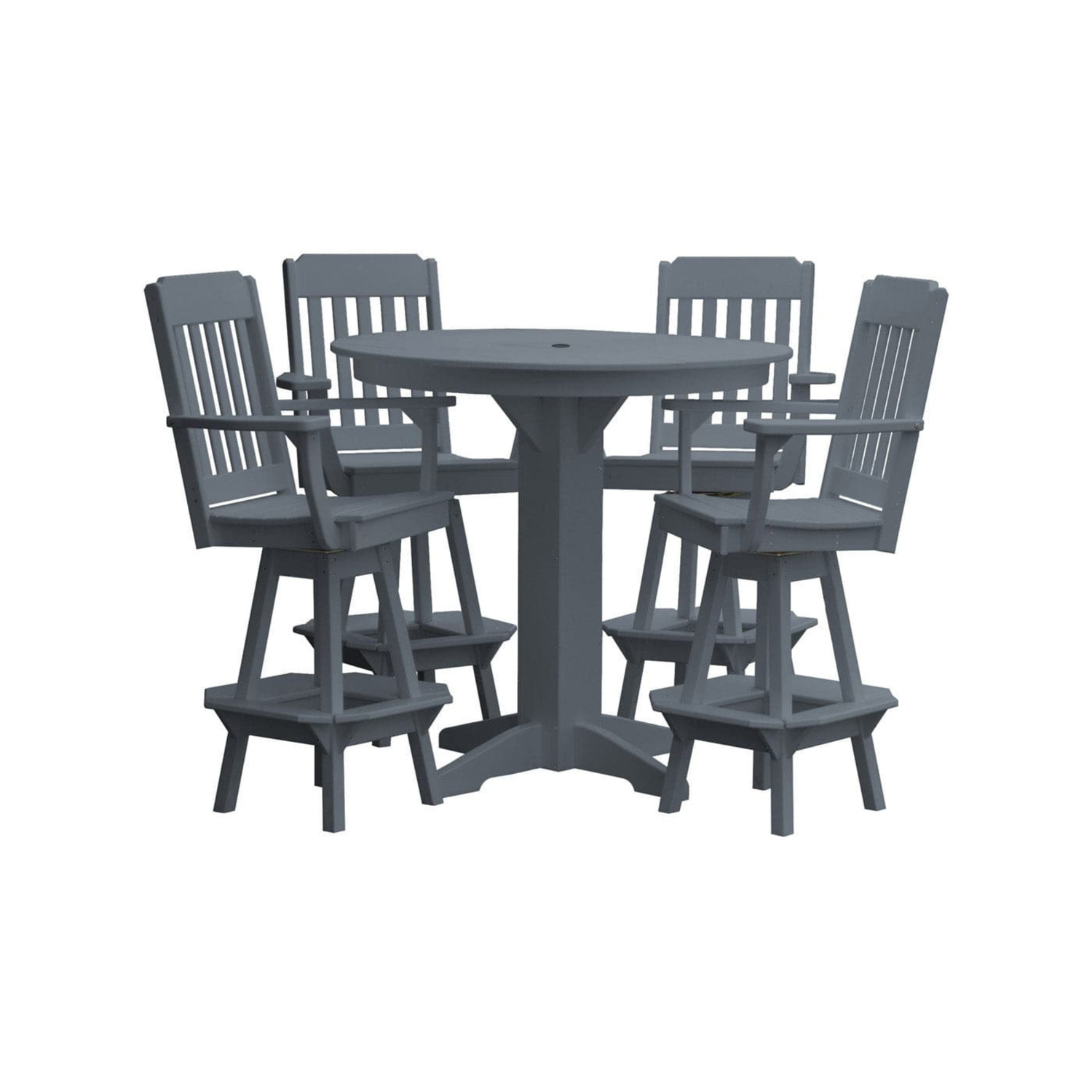 Keystone Amish Co. Traditional 5-Piece Bar Poly Dining Set with Round Table