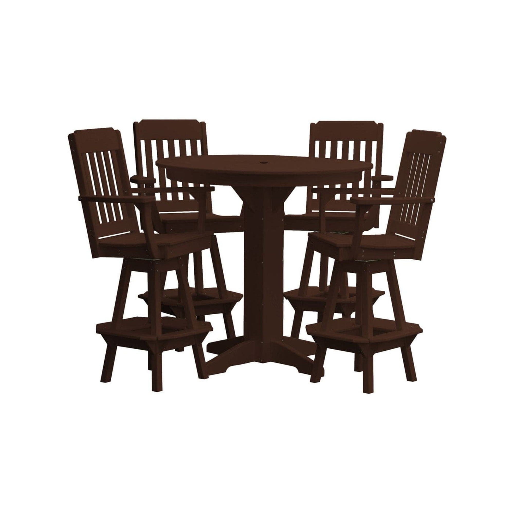 Keystone Amish Co. Traditional 5-Piece Bar Poly Dining Set with Round Table
