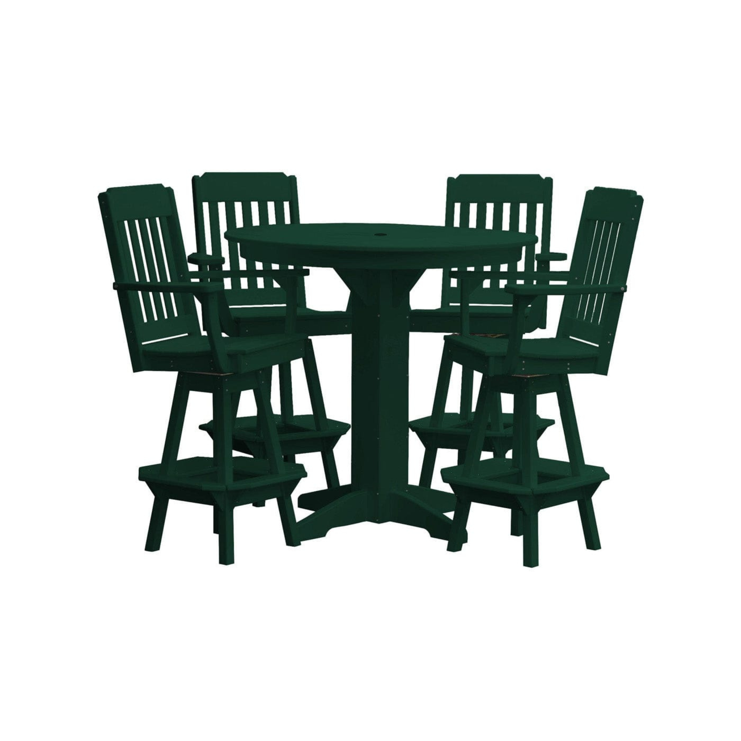 Keystone Amish Co. Traditional 5-Piece Bar Poly Dining Set with Round Table