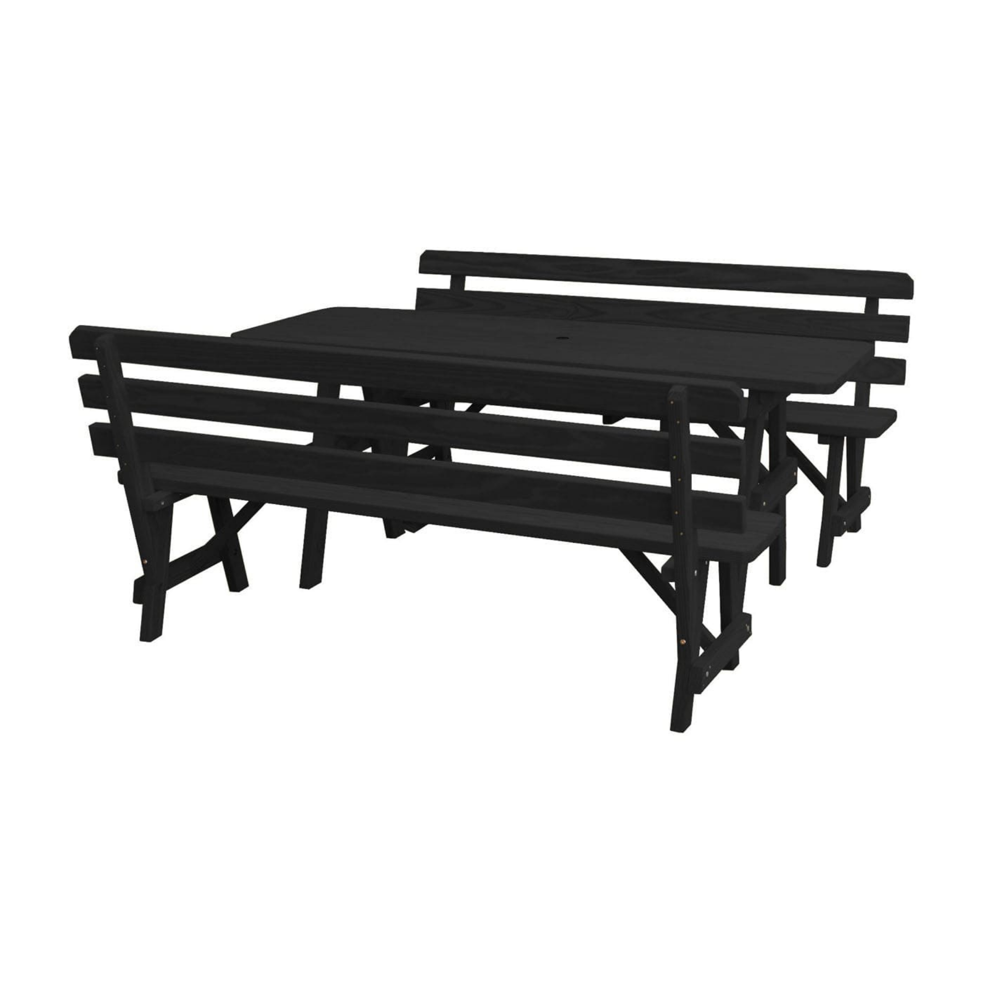 Keystone Amish Co. Wooden Outdoor Dining Set with 2 Backed Benches