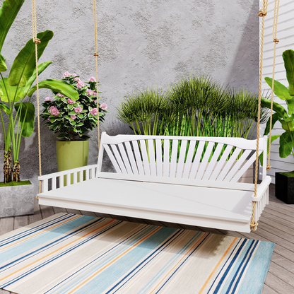 Keystone Amish Co. 4 Foot Sunburst Porch Swing Bed, Black Paint