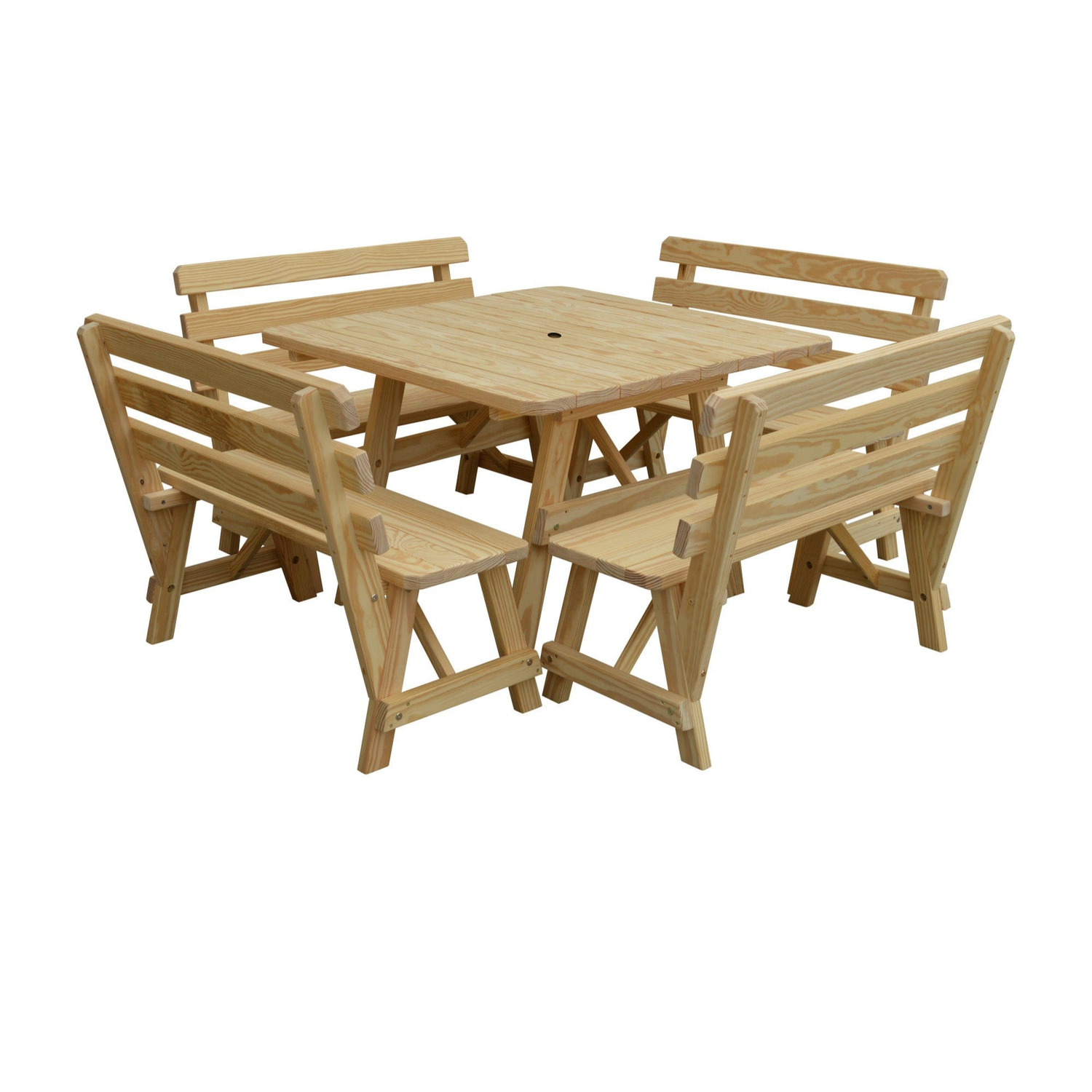 Keystone Amish Co. 5-Piece Wood Outdoor Dining Set with Backed Benches
