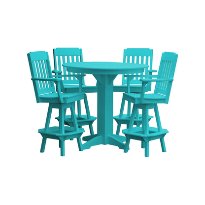 Keystone Amish Co. Traditional 5-Piece Bar Poly Dining Set with Round Table