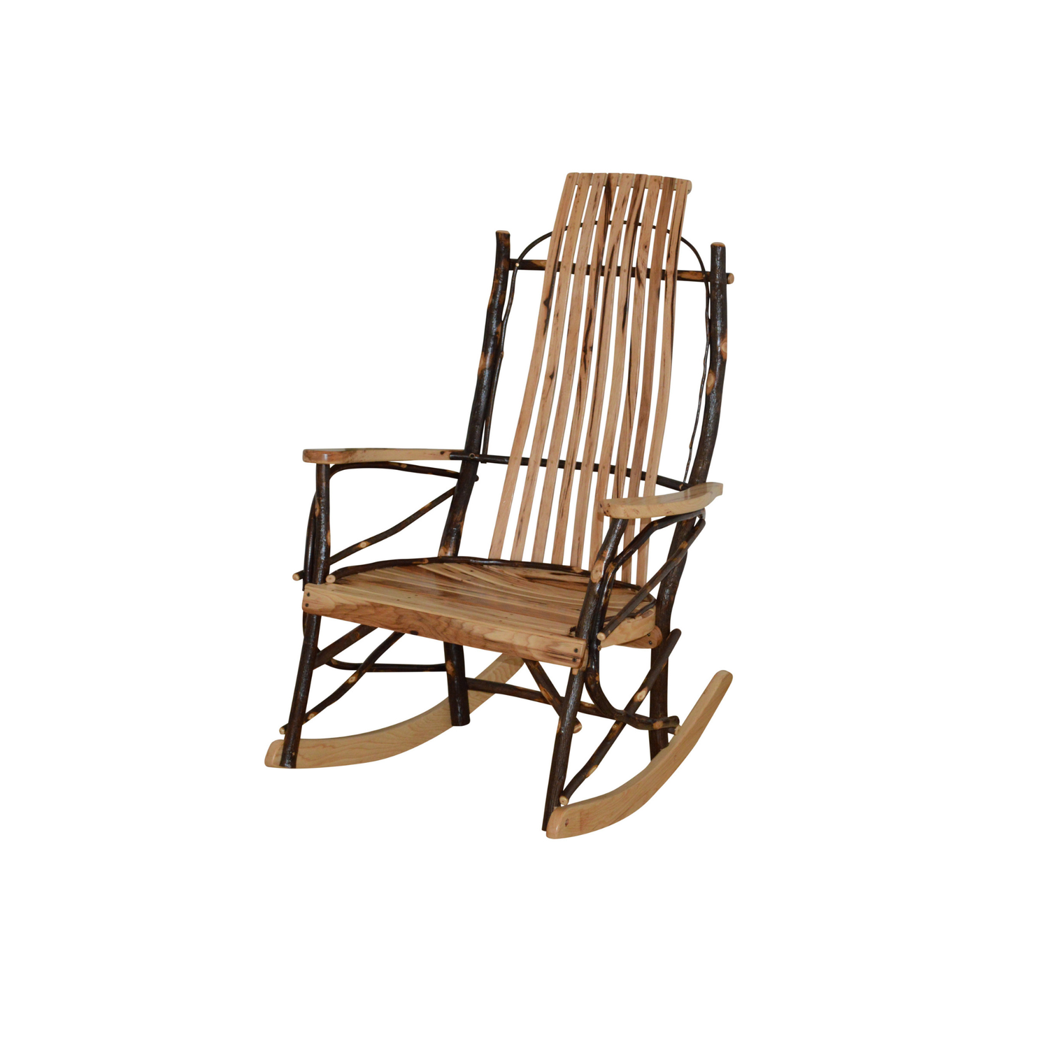 Keystone Amish Co. Hickory 9-Slat Rustic Wooden Rocking Chair