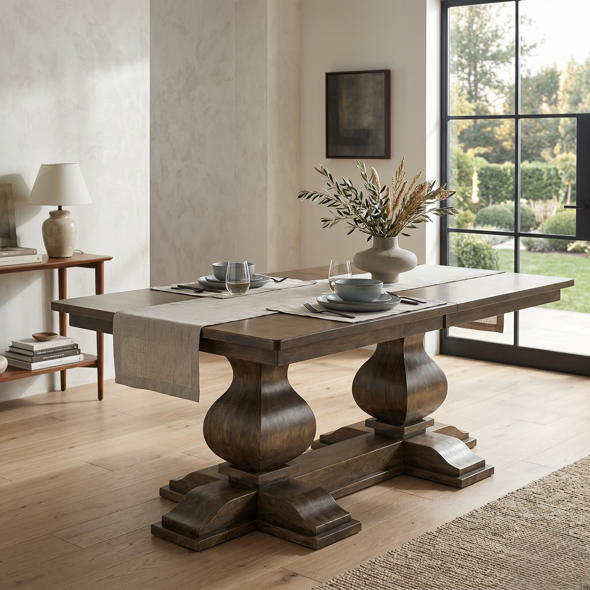 Hoosier Timbercraft Hawthorne Brown Maple Double Pedestal Table
