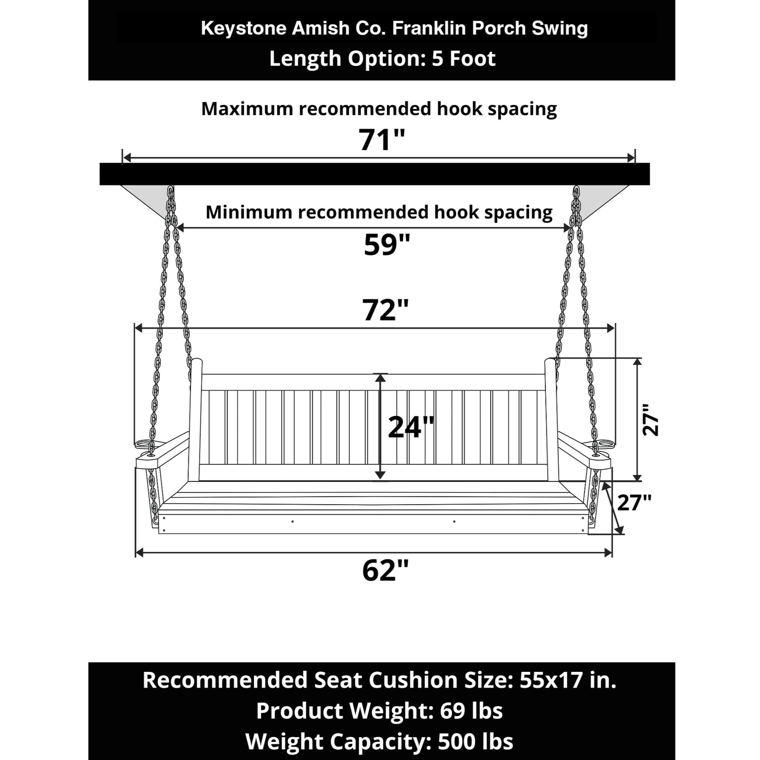 Keystone Amish Co. Franklin Porch Swing