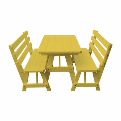 Keystone Amish Co. Wooden Outdoor Dining Set with 2 Backed Benches