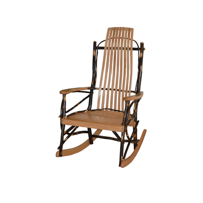 Keystone Amish Co. Hickory 9-Slat Rustic Wooden Rocking Chair