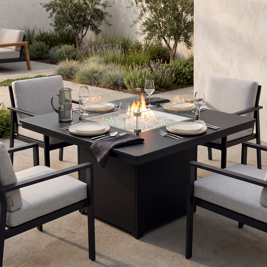 Berlin Gardens Numa Outdoor Poly Lumber Fire Pit Dining Height Table