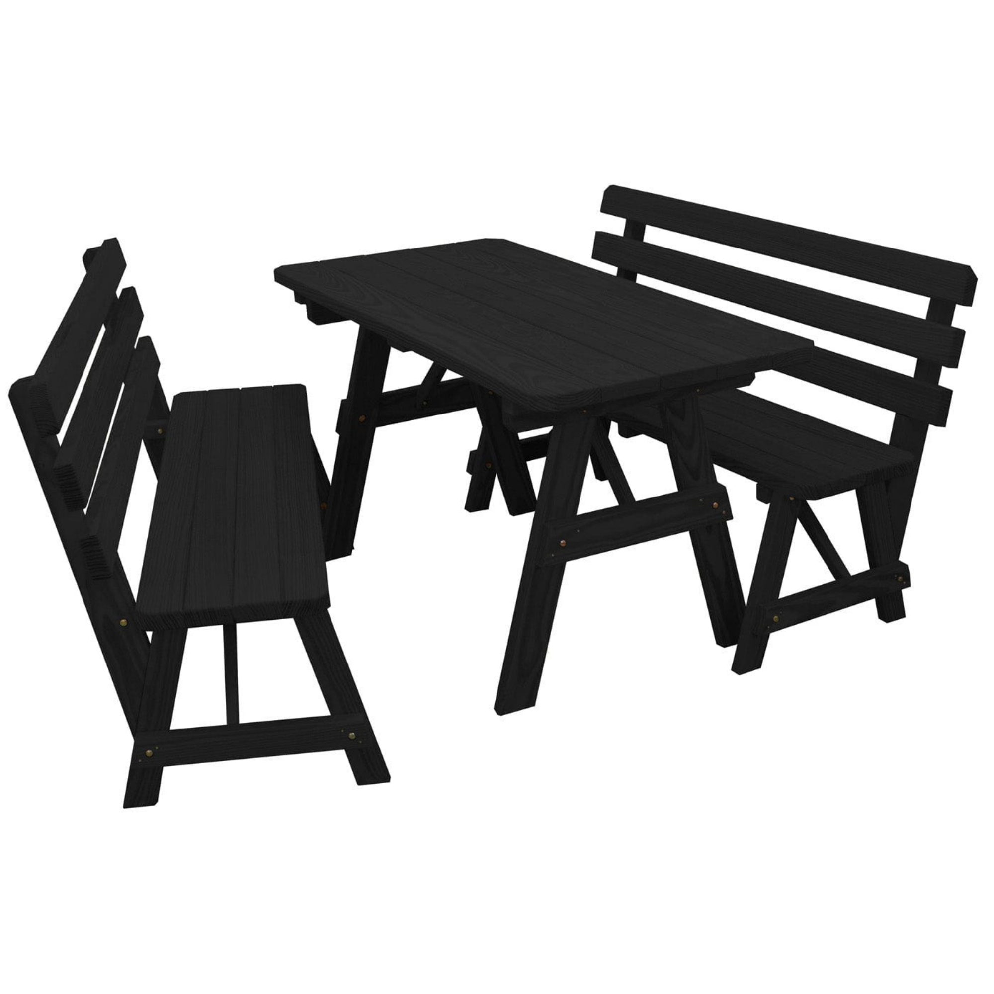 Keystone Amish Co. Wooden Outdoor Dining Set with 2 Backed Benches