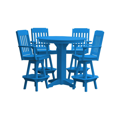 Keystone Amish Co. Traditional 5-Piece Bar Poly Dining Set with Round Table
