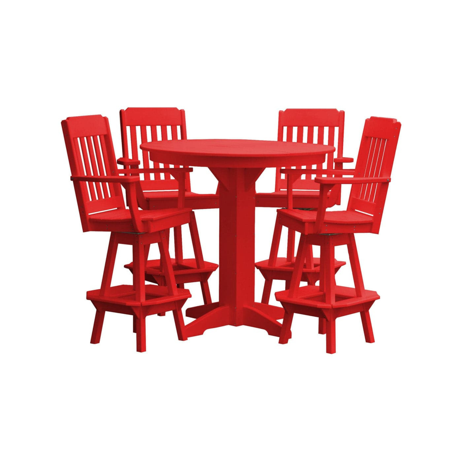 Keystone Amish Co. Traditional 5-Piece Bar Poly Dining Set with Round Table