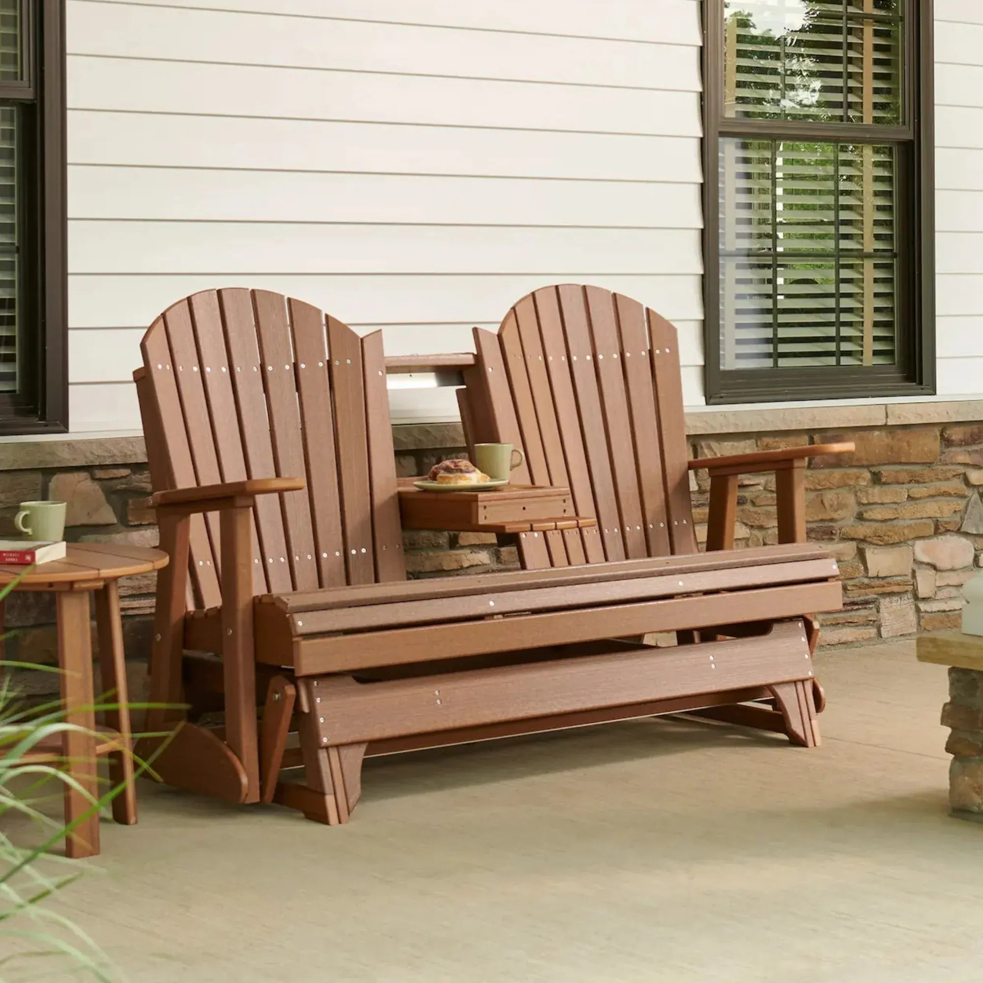LuxCraft Adirondack Console 5' Large Plastic Gliding Bench – Amish Lane