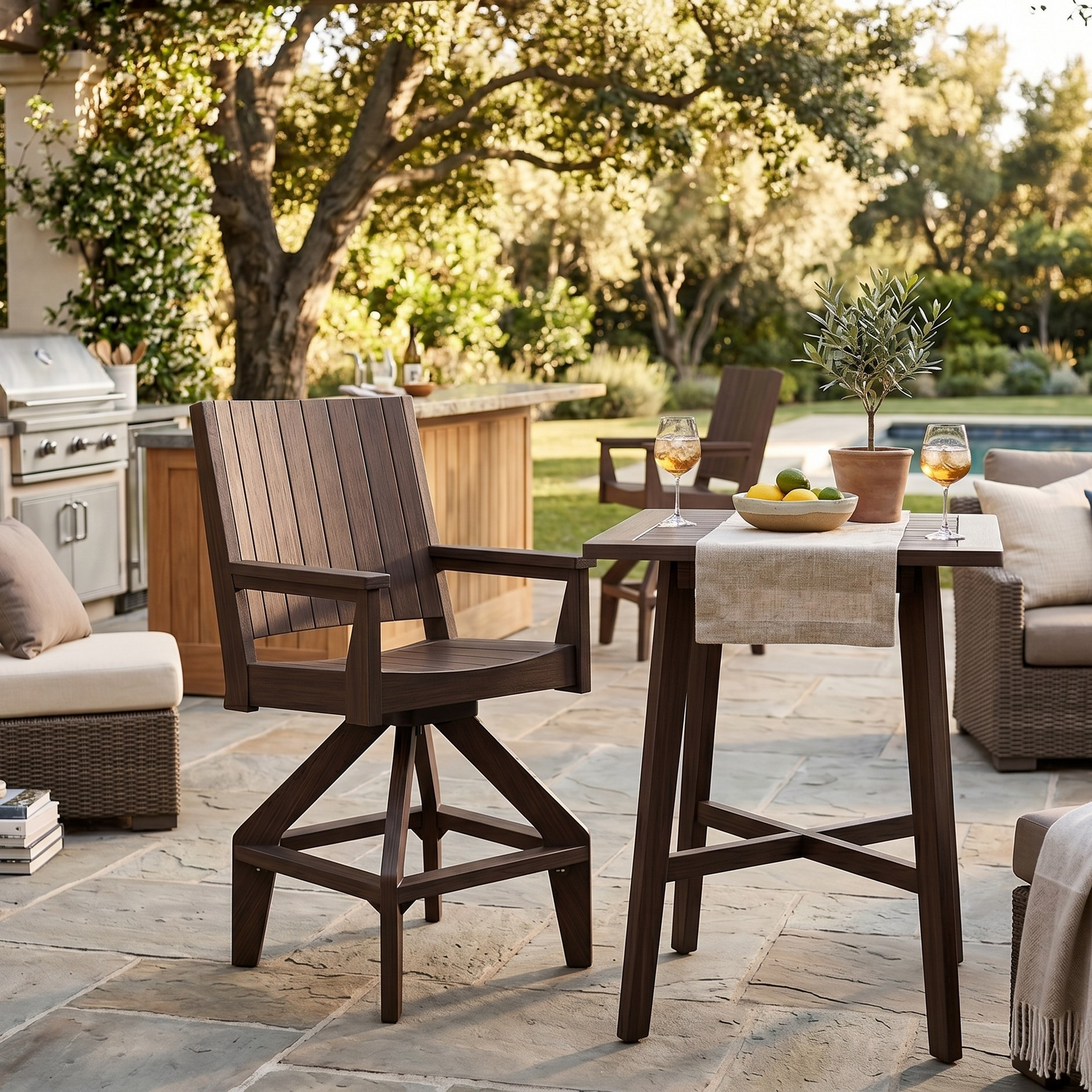 Berlin Gardens Mayhew Outdoor Poly Lumber Chat Swivel Bar Chair