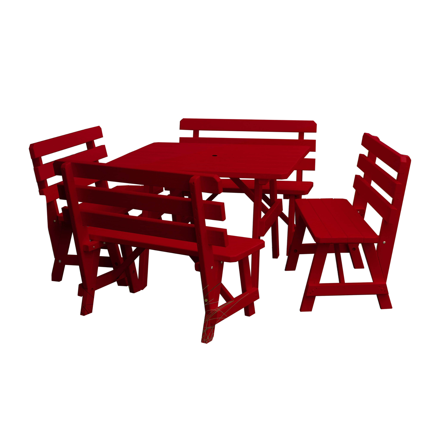 Keystone Amish Co. 5-Piece Wood Outdoor Dining Set with Backed Benches