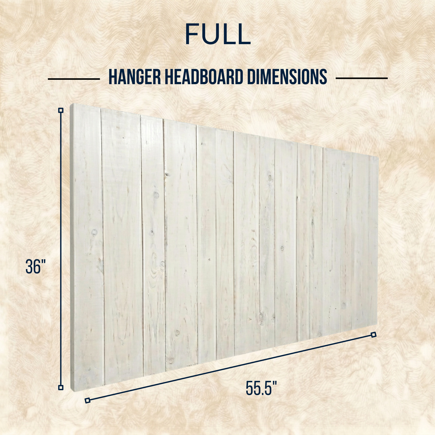 Keystone Amish Co. Whitewash Solid Wood Headboard