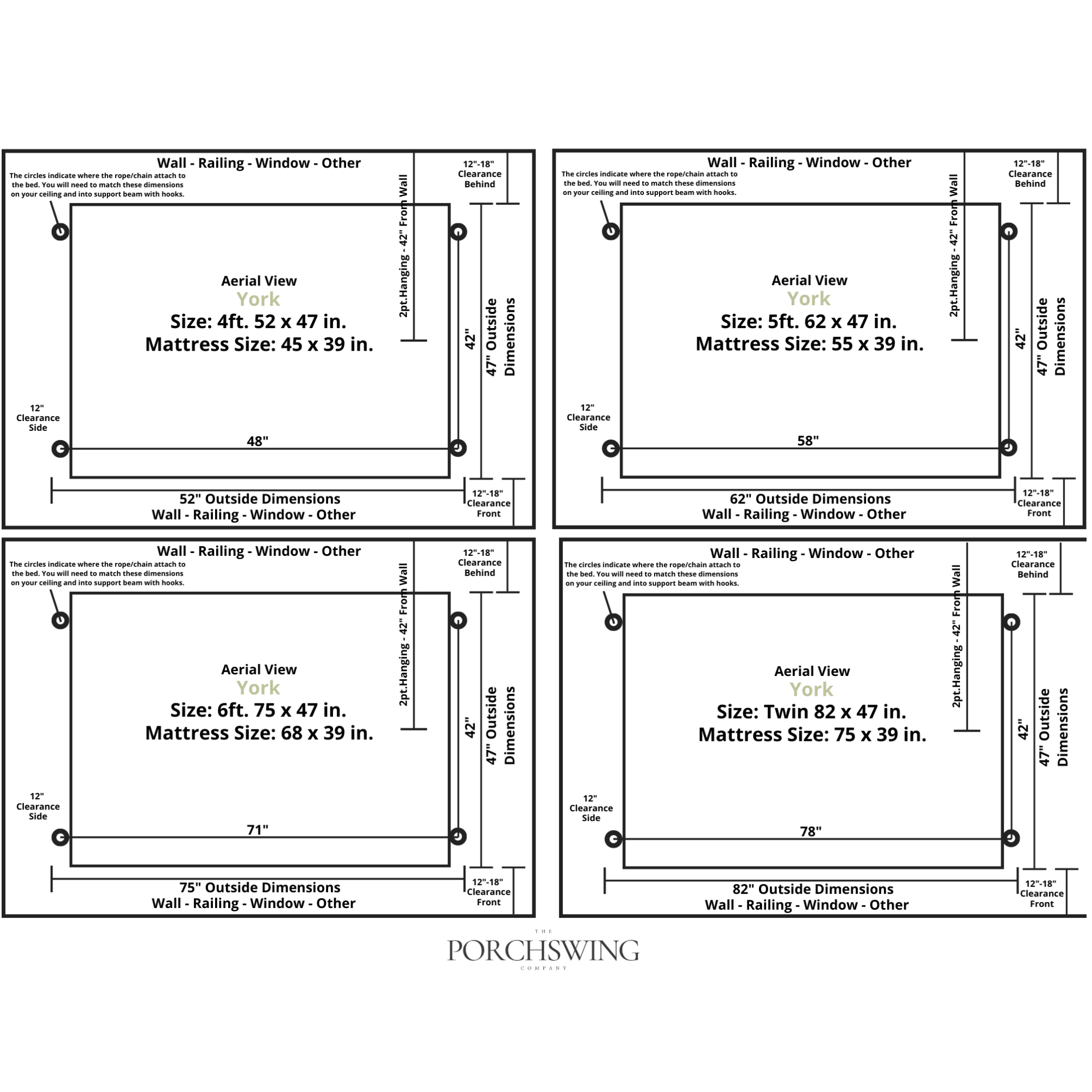 Keystone Amish Co. 4 Foot York Red Cedar Swing Bed, Natural Stain