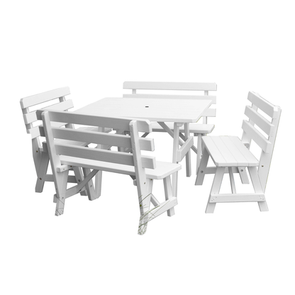 Keystone Amish Co. 5-Piece Wood Outdoor Dining Set with Backed Benches