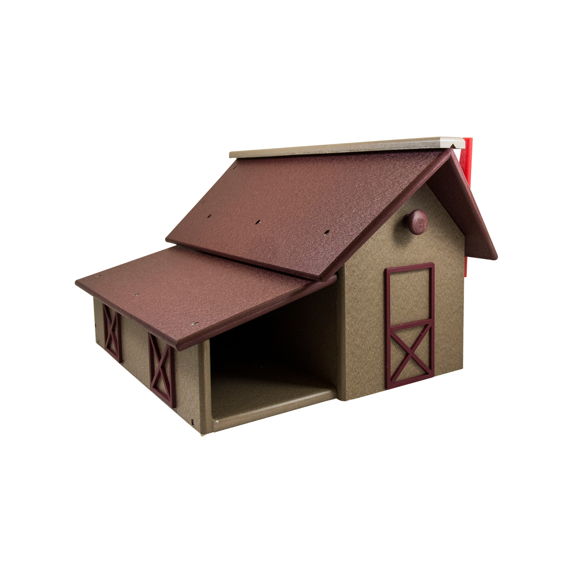 Stratton Field Poly Lumber Post-Mount Decorative Barn Mailbox with Newspaper Box
