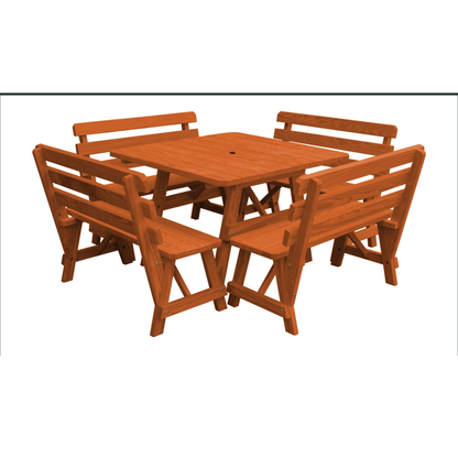 Keystone Amish Co. 5-Piece Wood Outdoor Dining Set with Backed Benches
