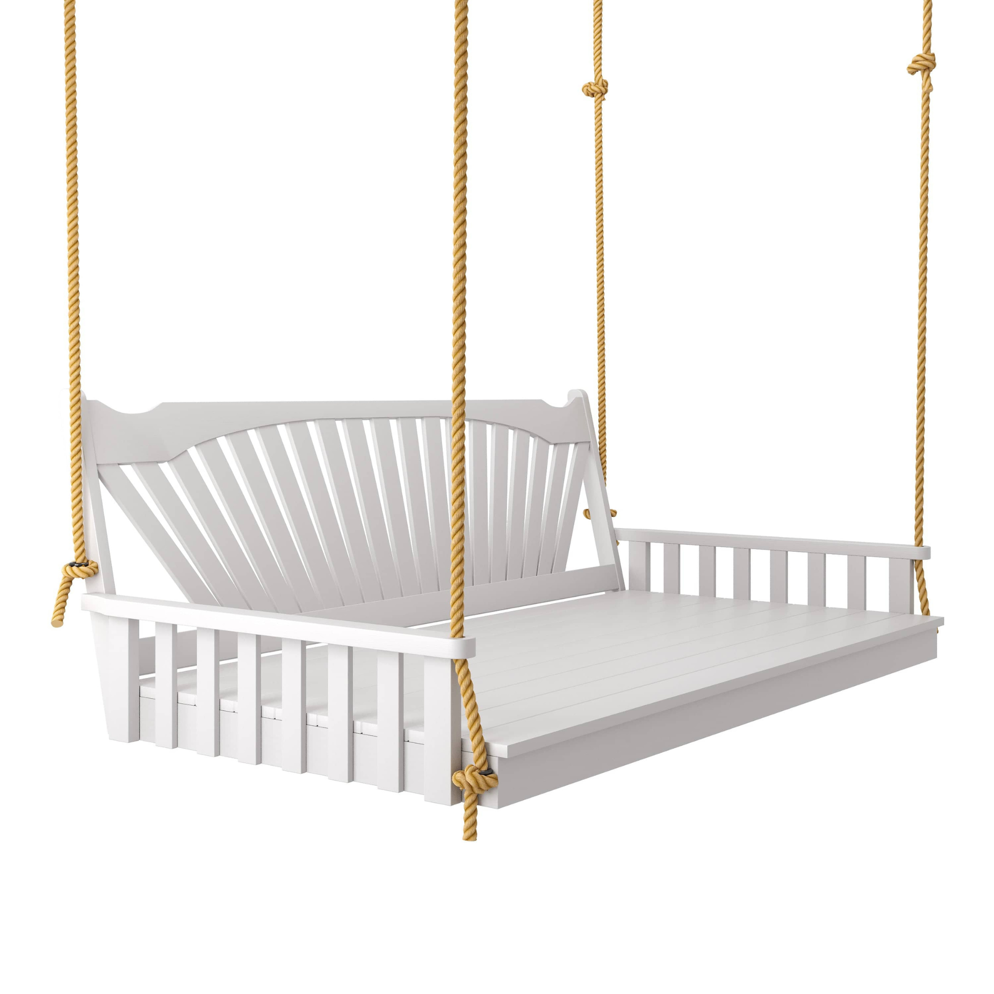 Keystone Amish Co. 4 Foot Sunburst Porch Swing Bed, White Paint