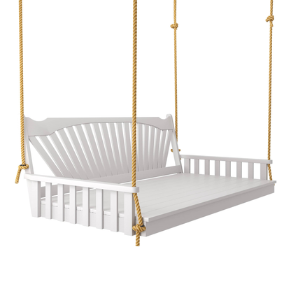 Keystone Amish Co. 4 Foot Sunburst Porch Swing Bed, White Paint