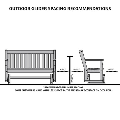 LuxCraft Adirondack Console 5-Foot Poly Composite Patio Glider