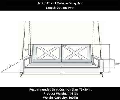 Amish Casual Malvern Porch Swing Bed, Full Dark Walnut with Clearcoat