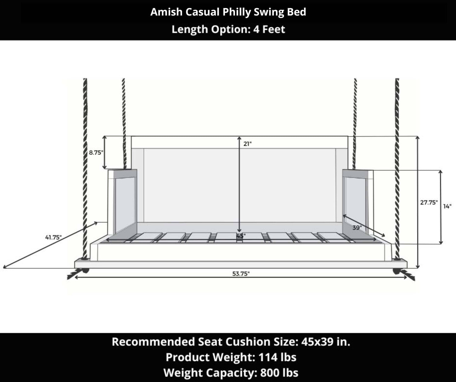 Amish Casual The Philly Daybed Swing in Relaxed Khaki