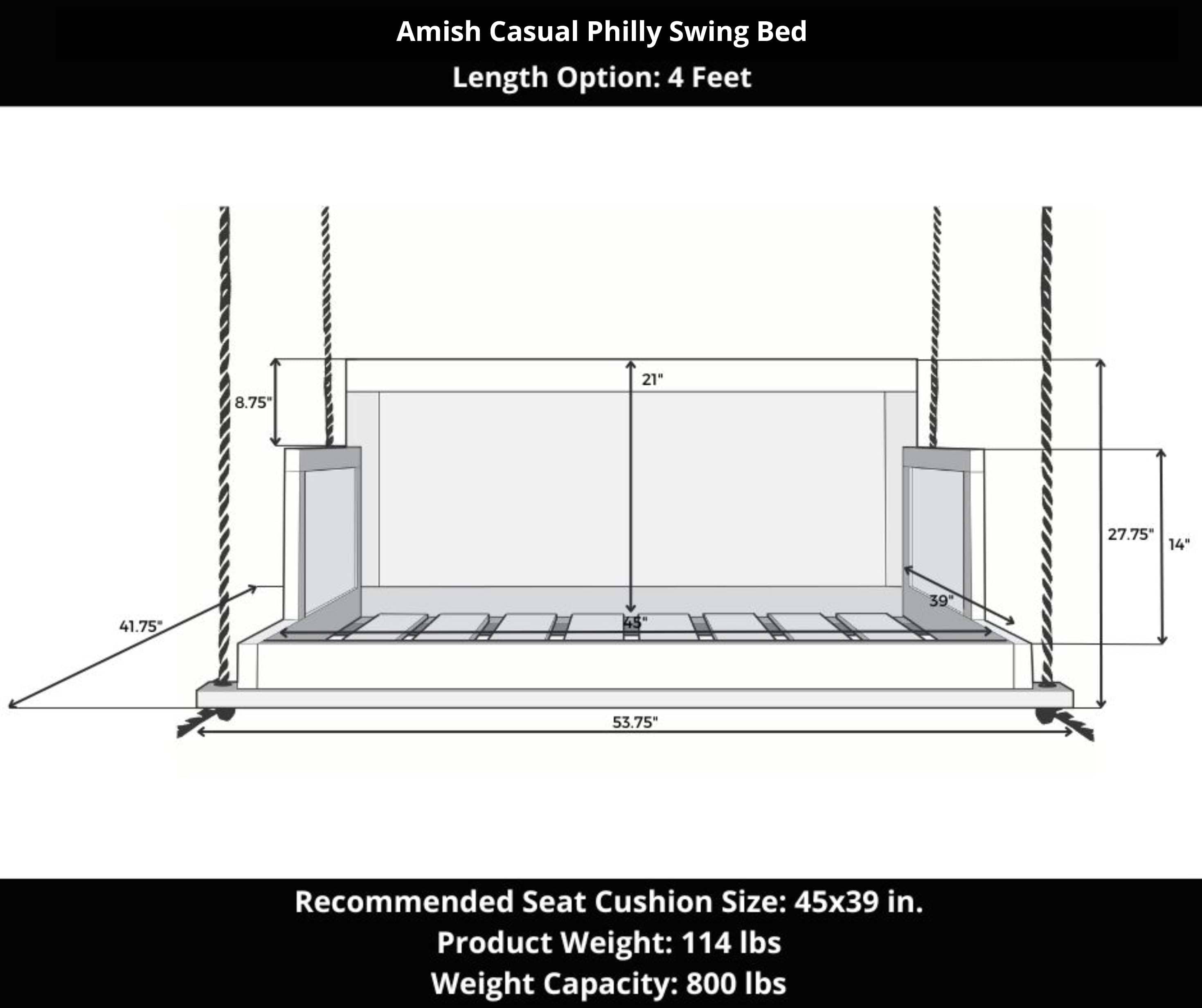 Amish Casual The Philly Daybed Swing in Relaxed Khaki