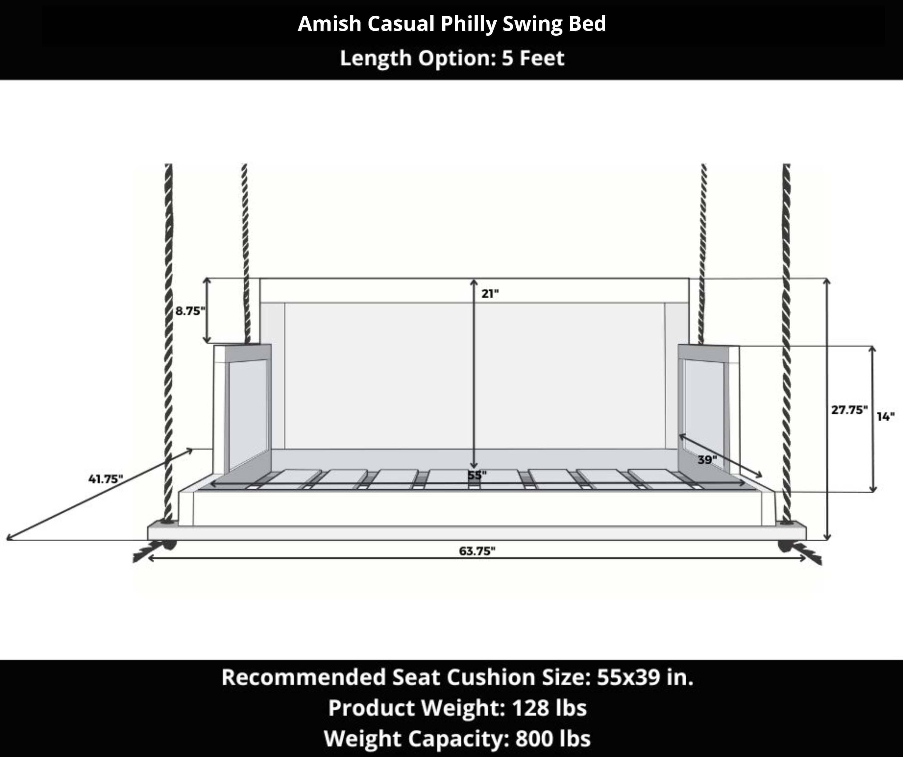 Amish Casual The Philly Daybed Swing in Relaxed Khaki