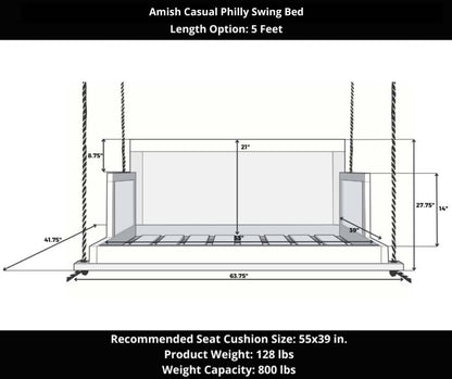 Amish Casual The Philly Daybed Swing in Relaxed Khaki
