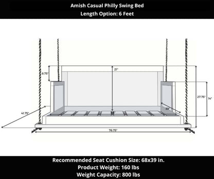 Amish Casual The Philly Daybed Swing in Relaxed Khaki