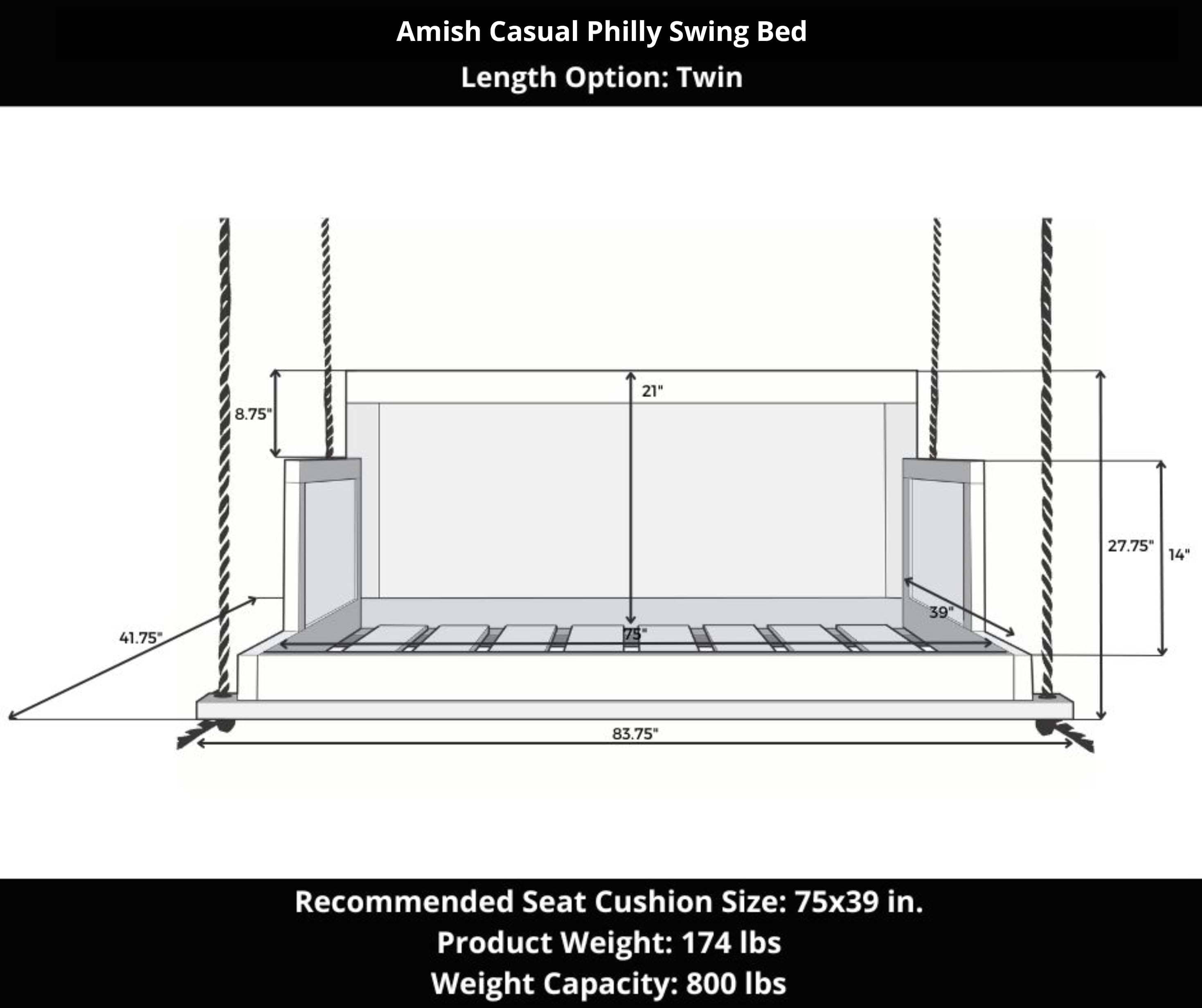 Amish Casual The Philly Daybed Swing in Relaxed Khaki