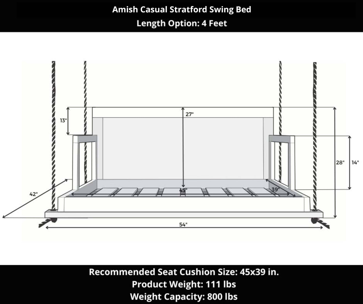 Amish Casual Stratford Swing Bed in Relaxed Khaki