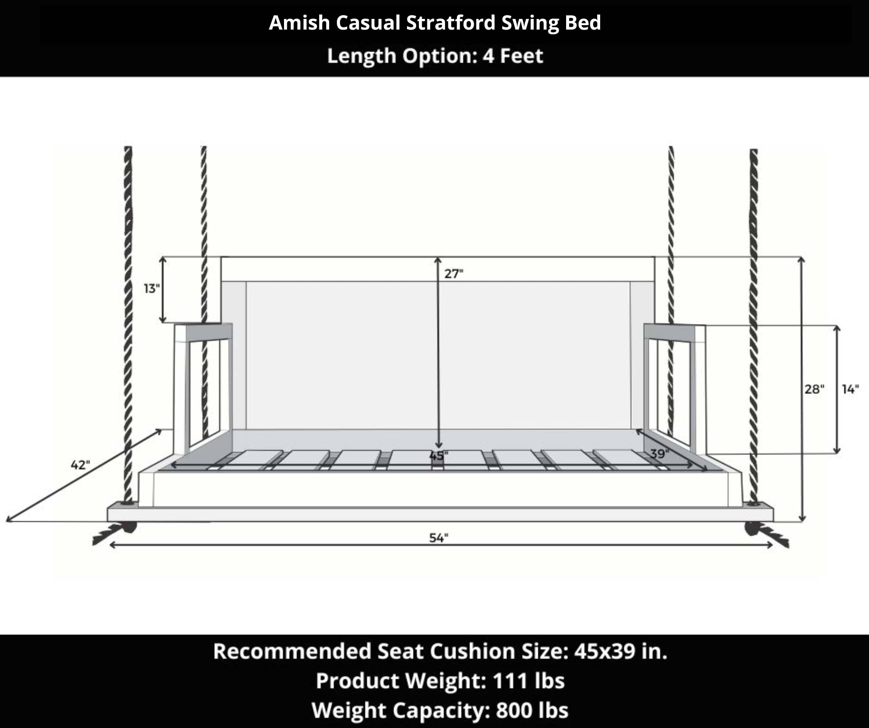 Amish Casual Stratford Swing Bed in Relaxed Khaki