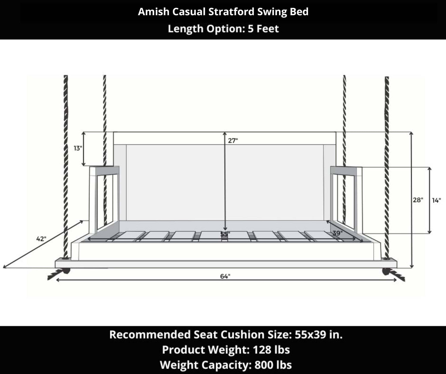 Amish Casual Stratford Swing Bed in Relaxed Khaki