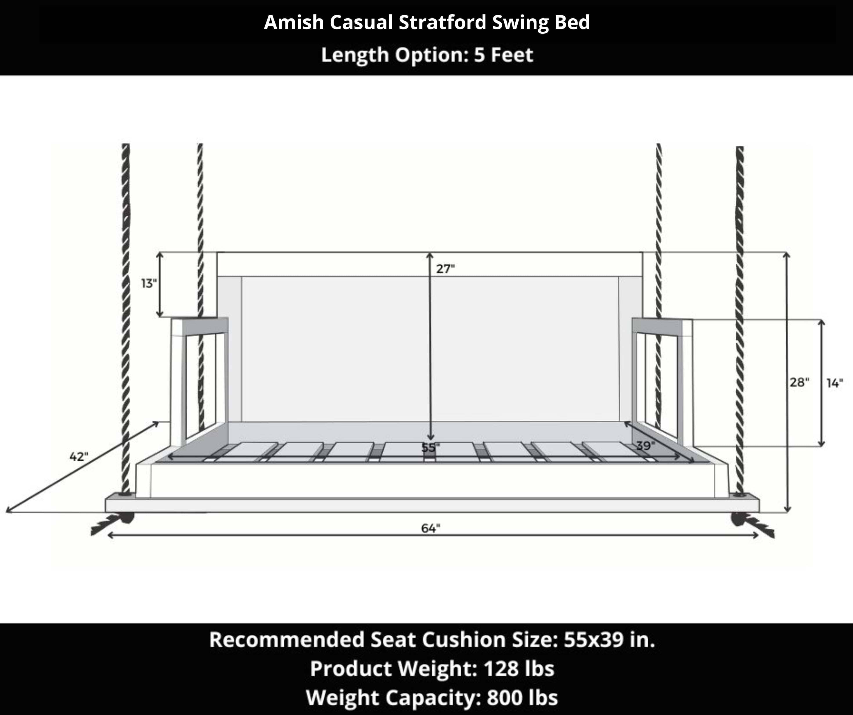 Amish Casual Stratford Swing Bed in Relaxed Khaki