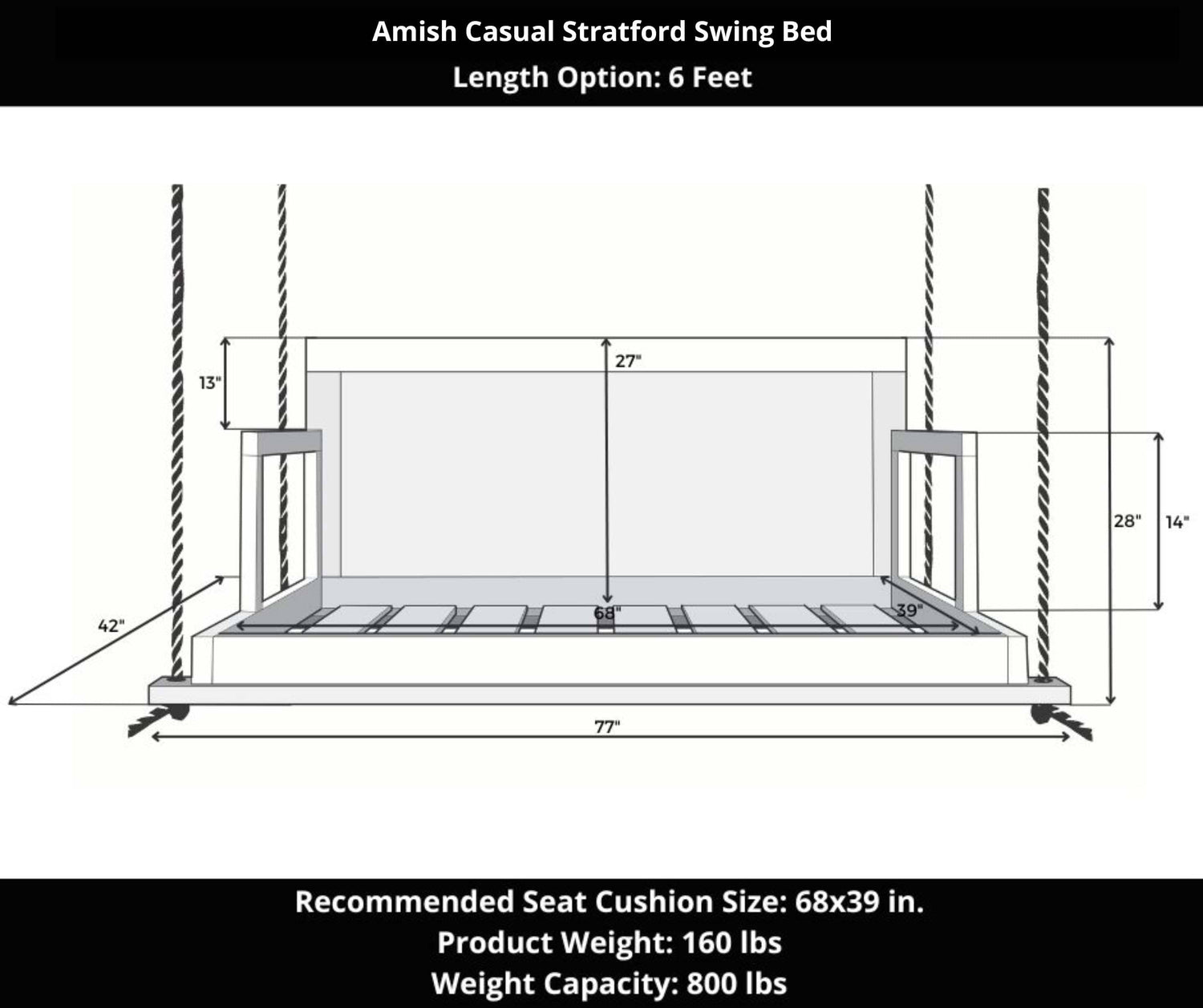 Amish Casual Stratford Swing Bed in Relaxed Khaki