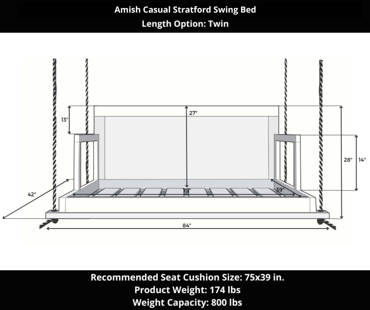 Amish Casual Stratford Swing Bed in Relaxed Khaki