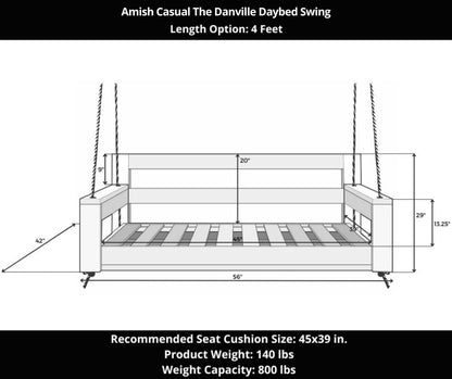 Amish Casual The Danville Daybed Swing, 4 Ft, Cedar