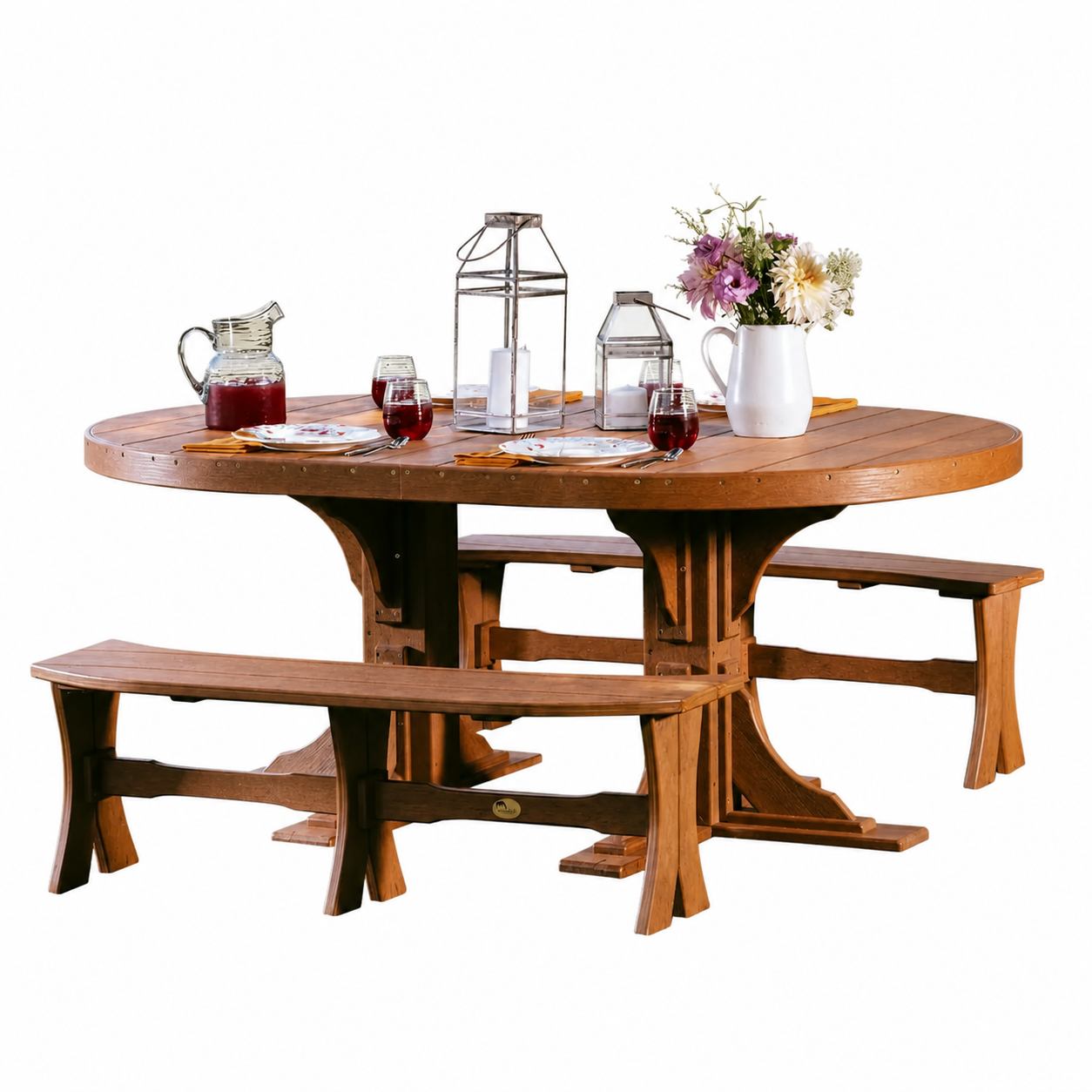 Luxcraft Poly Composite Oval Dining Table &amp; Bench Set