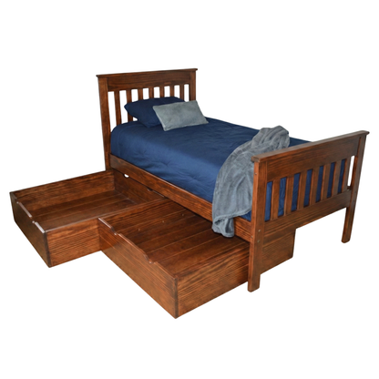 Versaloft Harmony Amish Made Bed Frame with 2-Piece Drawers