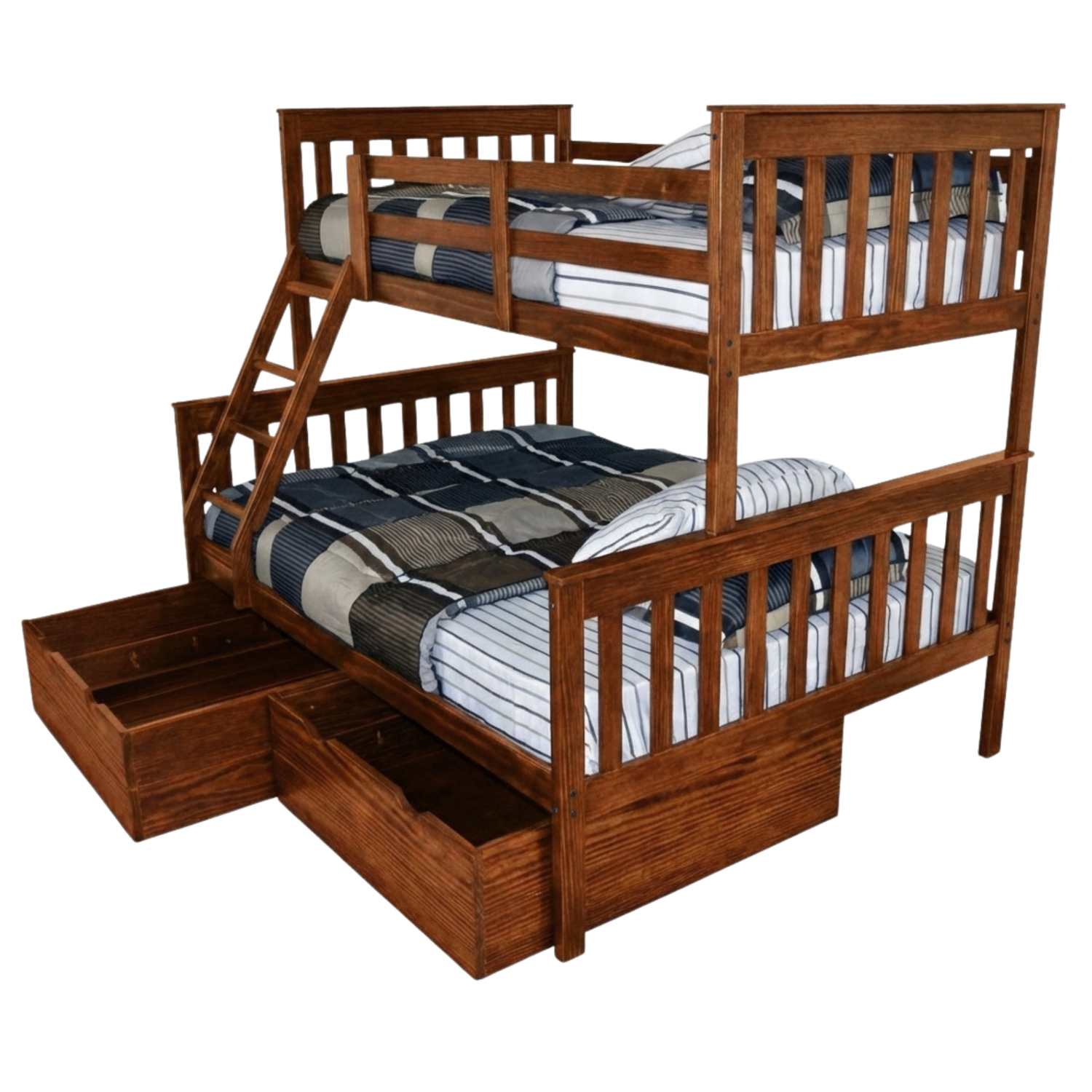 Versaloft Mission Amish Made Twin-Over-Full Bunk Bed Frame with 2-Piece Drawers